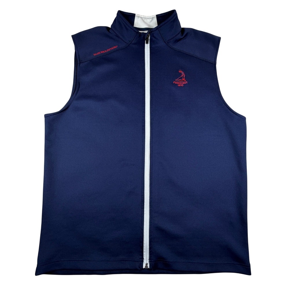 Sun Mountain Mens Large Navy Blue Pinehurst 1895 Thermal Full Zip Golf Vest L
